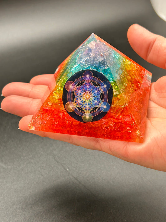 Pyramid, Orgonite, 7 Chakra Bright (VPS-08)