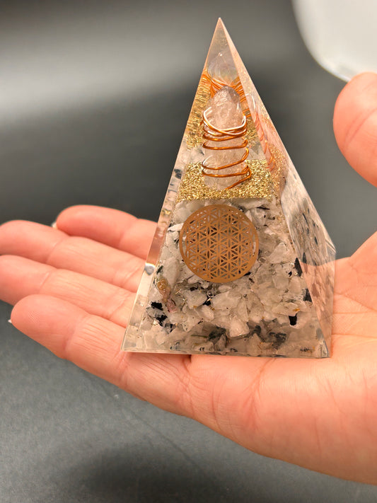 Pyramid, Nubian Orgonite, Moonstone (VPS-12)