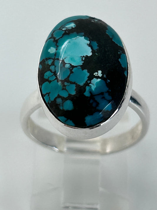 Jewelry, Women's Ring, Tibetan Turquoise, Sterling Silver Base, Size 7 - (JWR-11)