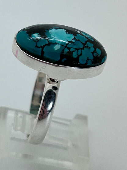 Jewelry, Women's Ring, Tibetan Turquoise, Sterling Silver Base, Size 7 - (JWR-11)