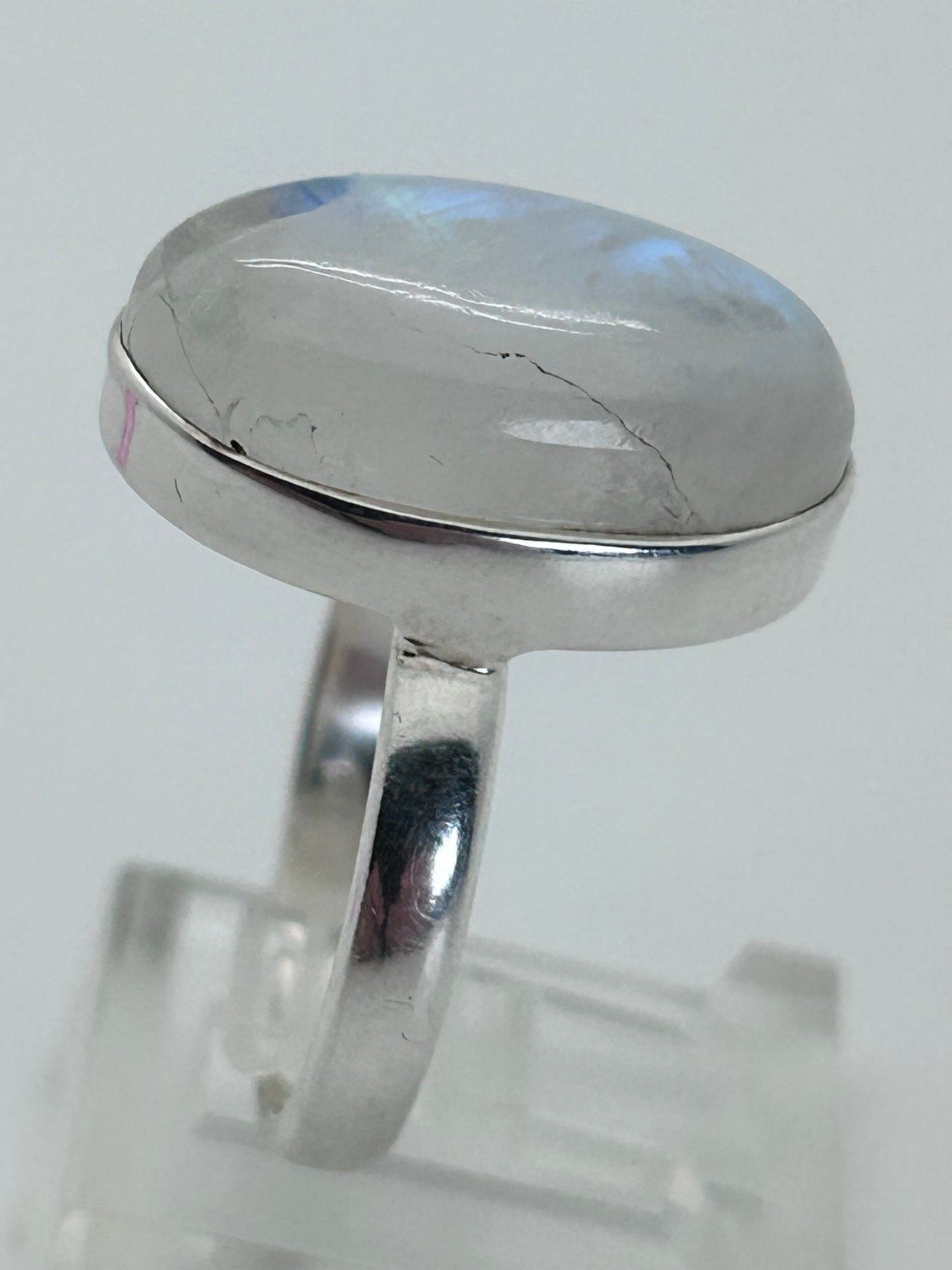 Jewelry, Women's Ring, Rainbow Moonstone, Oval, Sterling Silver, Size 8 - (JWR-13)