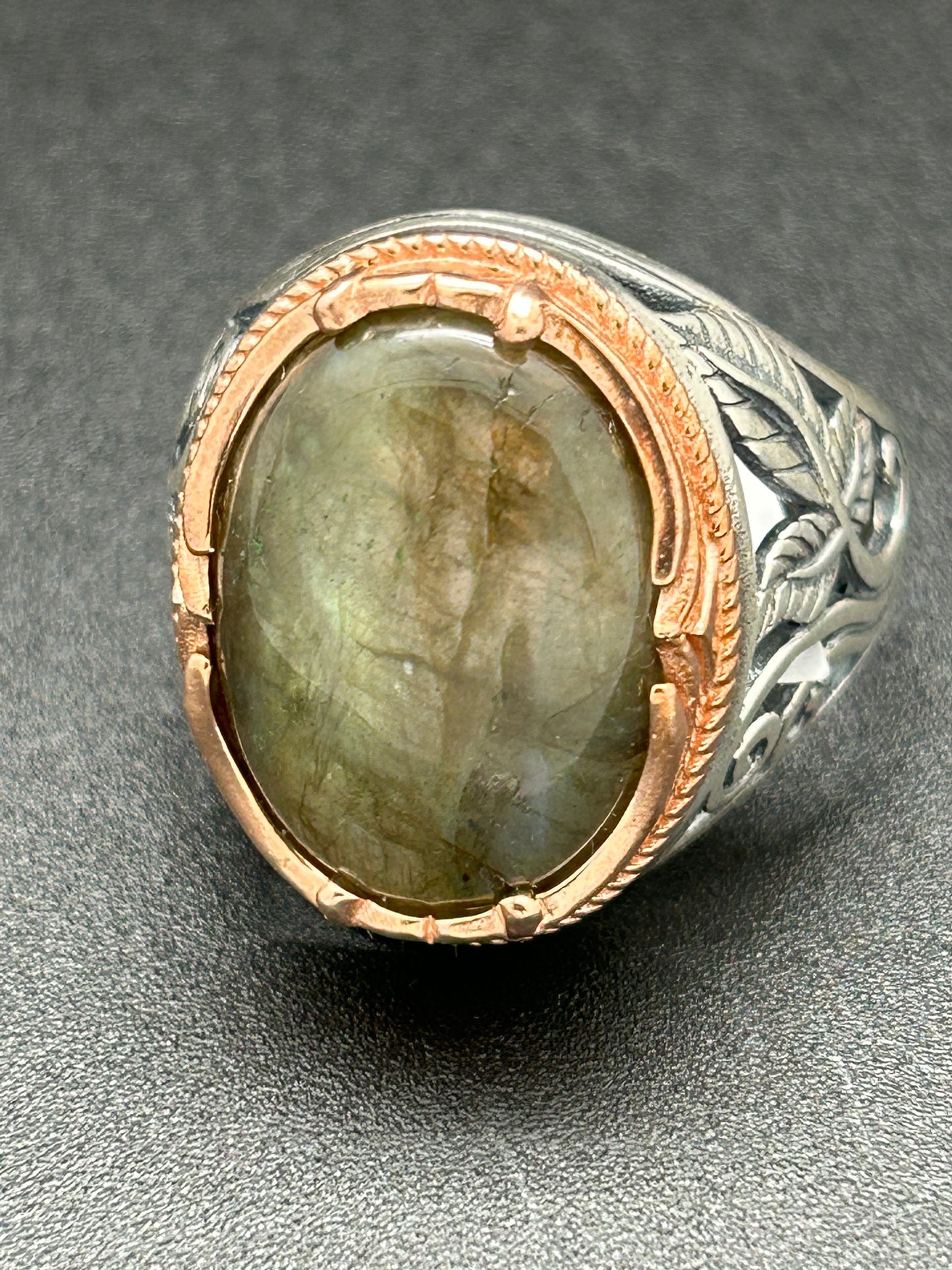 Men's Ring, Labradorite, Oval, Size 13 (JMR 17)