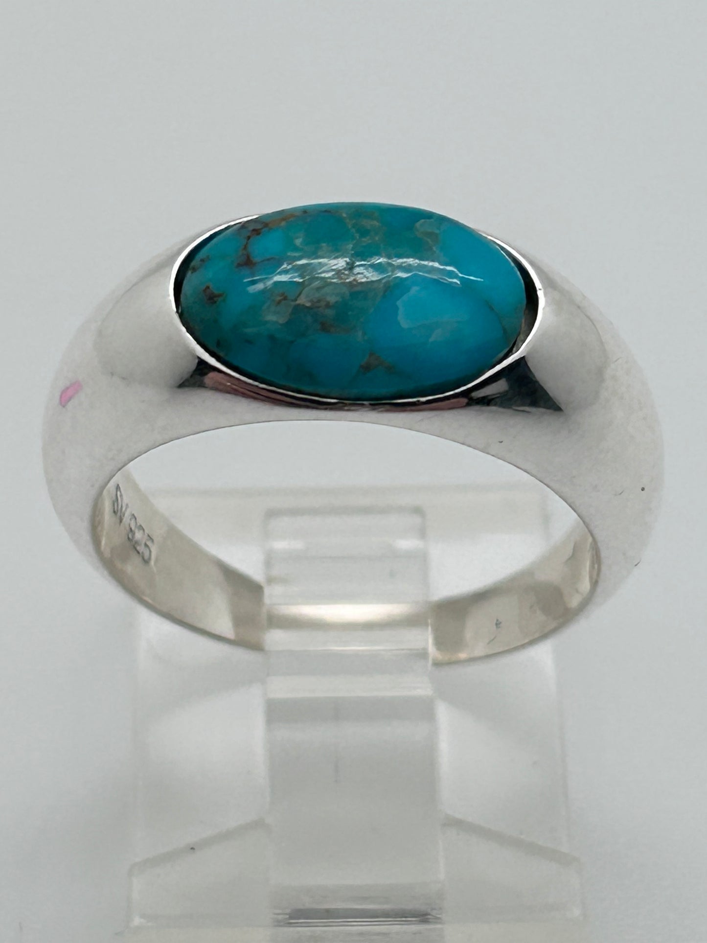 Jewelry, Women's Ring Tibetan Turquoise, Horizontal Oval, Sterling Silver Size 7 - SKU(JWR-19)