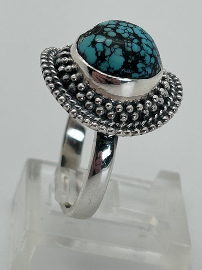 Jewelry, Woman's Ring, Tibetan Turquoise, Round, Size 6 - SKU(JWR-25)