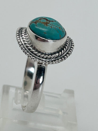 Jewelry, Woman's Ring, Tibetan Turquoise, Round, Size 9 SKU(JWR-26)