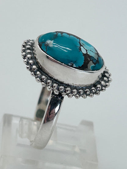 Jewelry, Woman's Ring, Tibetan Turquoise, Oval, Size 8 - SKU(JWR-28)