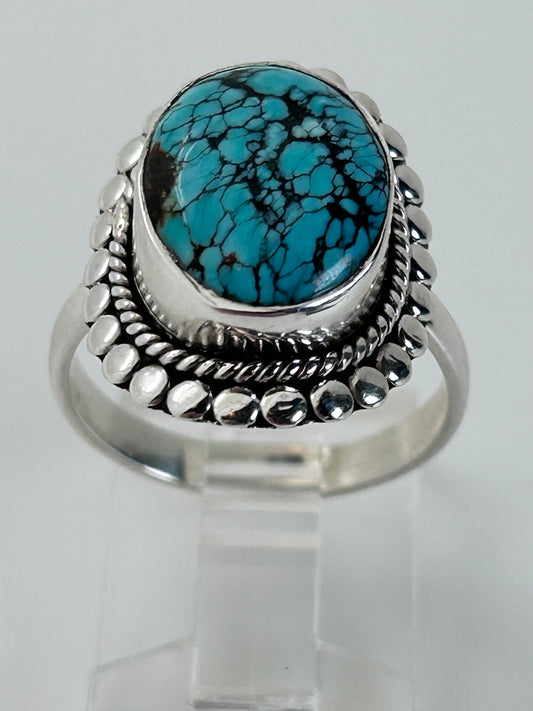 Jewelry, Woman's Ring, Tibetan Turquoise, Oval, Size 8 - SKU(JWR-29)