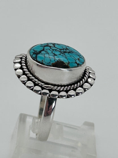 Jewelry, Woman's Ring, Tibetan Turquoise, Oval, Size 8 - SKU(JWR-29)