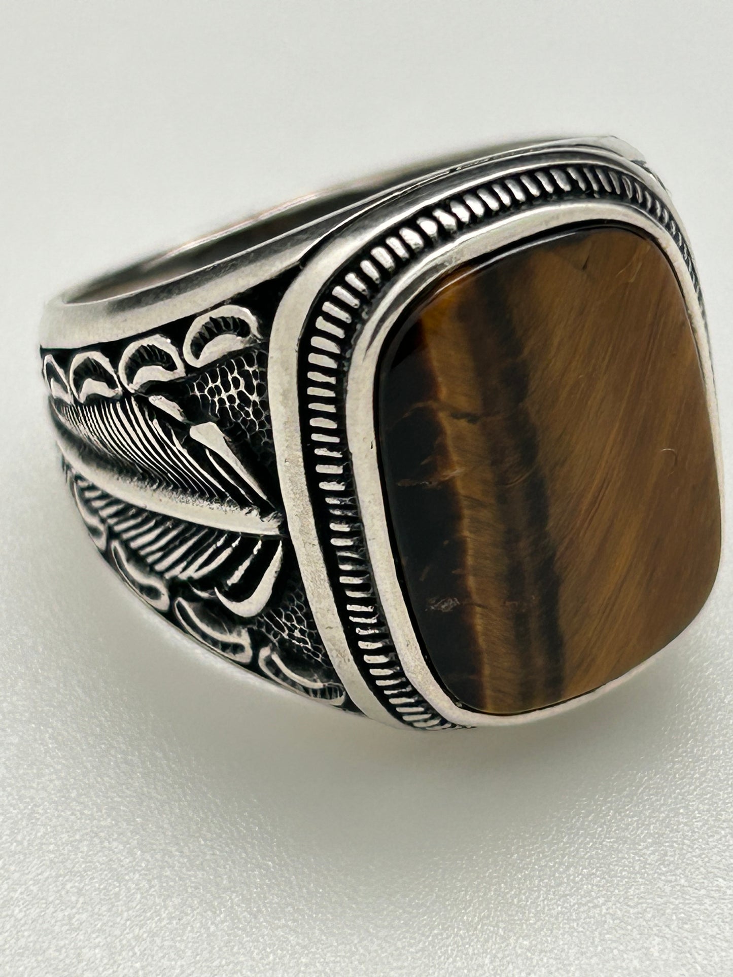 Men's Ring, Tiger Eye, Rectangular, Size 12 (JMR 03)