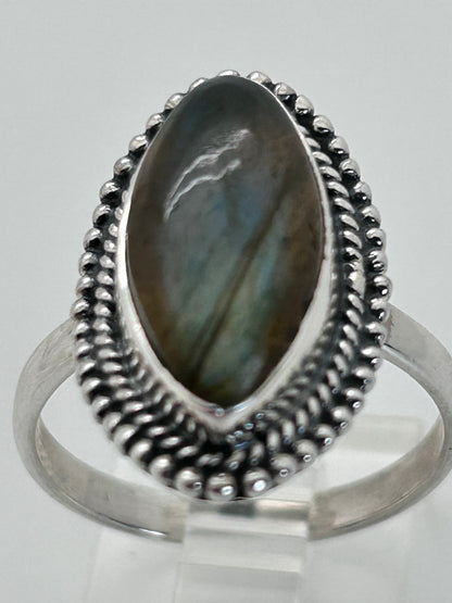 Jewelry, Woman's Ring, Labradorite, Marquise, Sterling Silver Base, S6 - SKU(JWR-39)