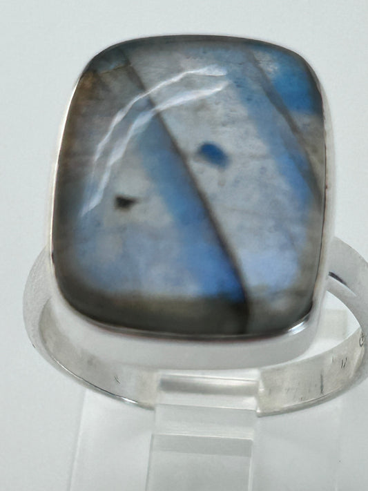 Jewelry, Woman's Ring, Labradorite, Rectangular, Sterling Silver Base, S8 - SKU(JWR-41)