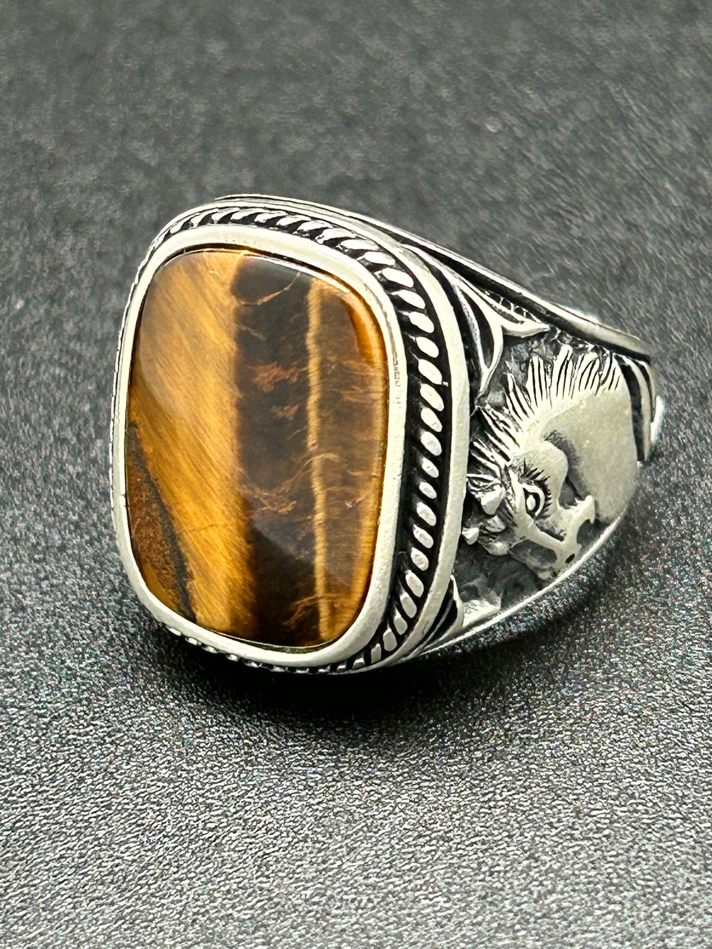 Men's Ring, Tiger Eye, Rectangular,  Size 11 (JMR 06)