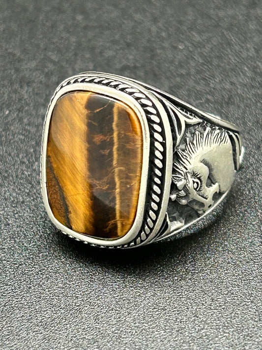 Men's Ring, Tiger Eye, Rectangular,  Size 11 (JMR 06)