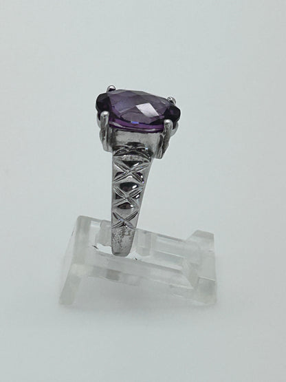 Jewelry, Women's Ring, Amethyst, Oval 3ct, Solitaire Setting, Sterling Silver, Size 6 - (JWR-58)