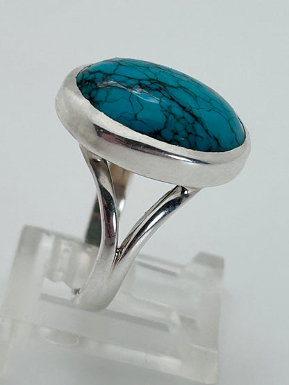 Jewelry, Women's Ring, Tibetan Turquoise, Sterling Silver Base, Size 7 - (JWR-06)