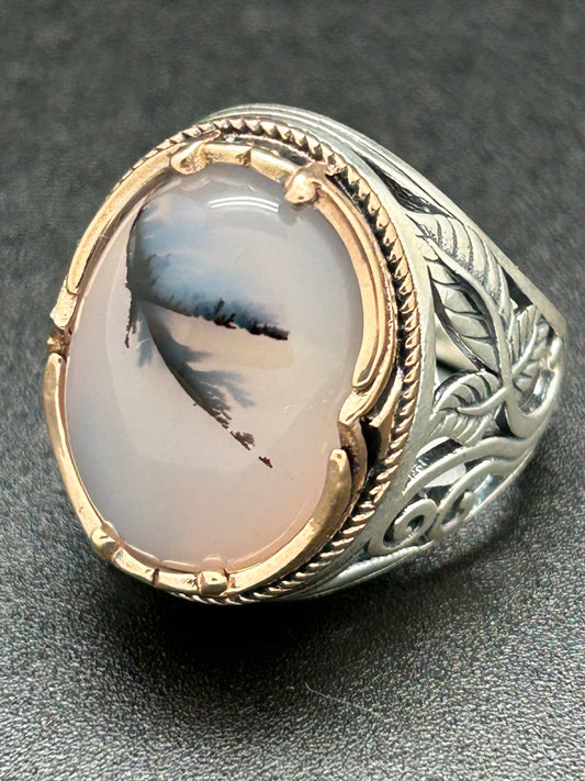 Men's Ring, Agate (Yeman), Oval, Size 9 - (JMR 01)