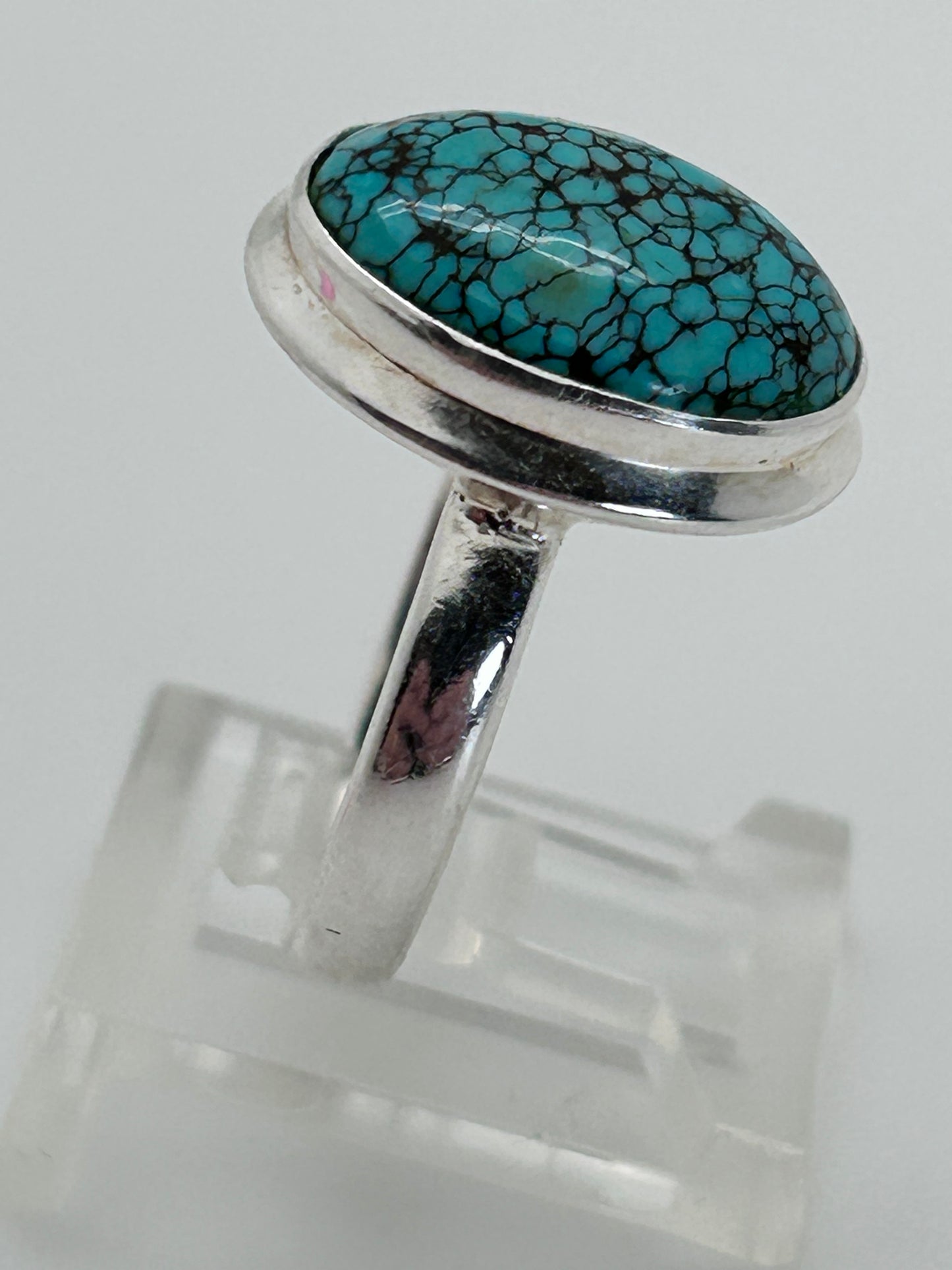 Jewelry, Women's Ring, Tibetan Turquoise, Oval, Sterling Silver Base, Size 7 - (JWR-07)