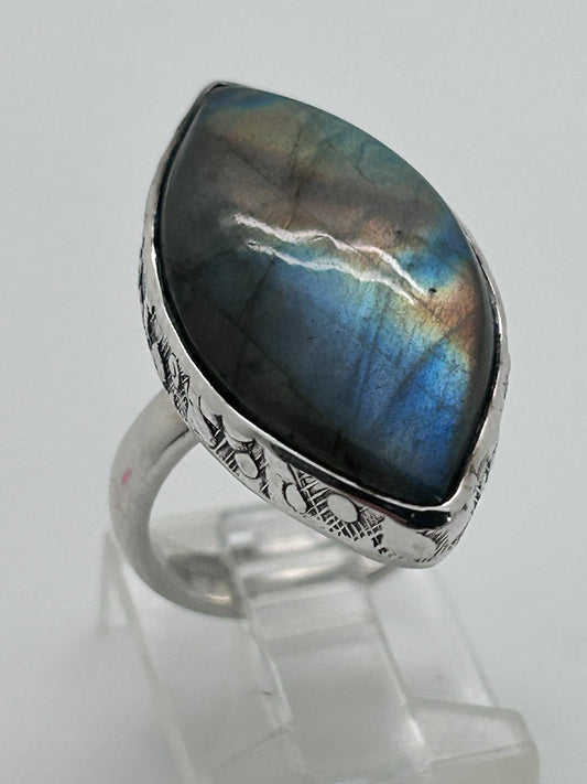 Jewelry, Women's Ring, Labradorite, Marquise, Size 9 - SKU(JWR-82)