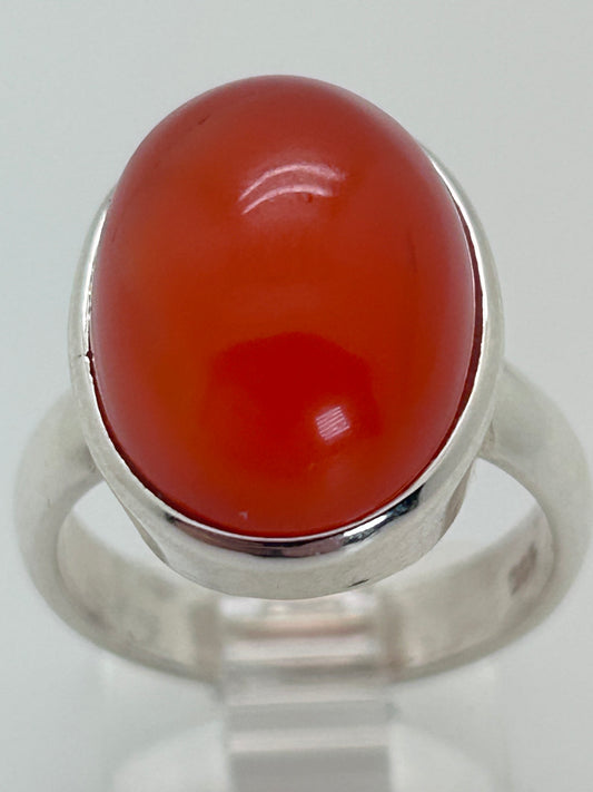 Jewelry, Women's Ring, Carnelian, Oval, Sterling Silver, Size 8 - (JWR-85a/b)