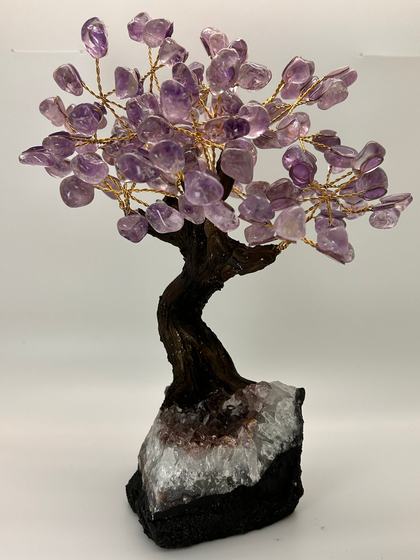 Home & Office Decor, Crystal Tree, Amethyst, 160 Stones, 11" Tall on Amethyst Base - (DCT-08)