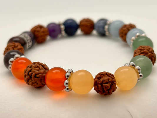 Jewelry, Bracelet, 7 Chakra, 8mm, w/Rudraksha - SKU(JB-24)