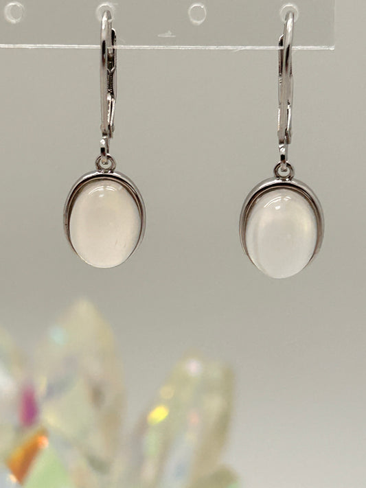 Jewelry, Earrings, Moonstone, Solitaire, Sterling Silver, 10x7mm - SKU(JE-05)