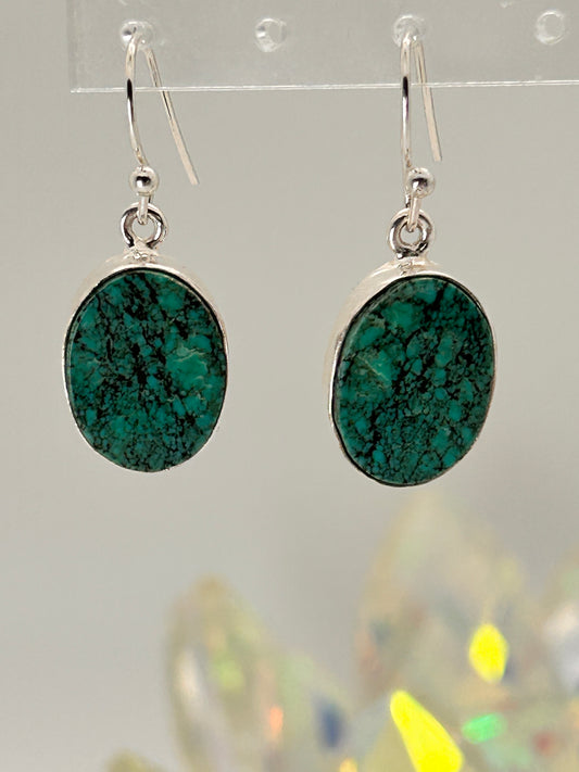 Jewelry, Earrings, Tibetan Turquoise, Flat Top, 15x11mm - SKU(JE-09)