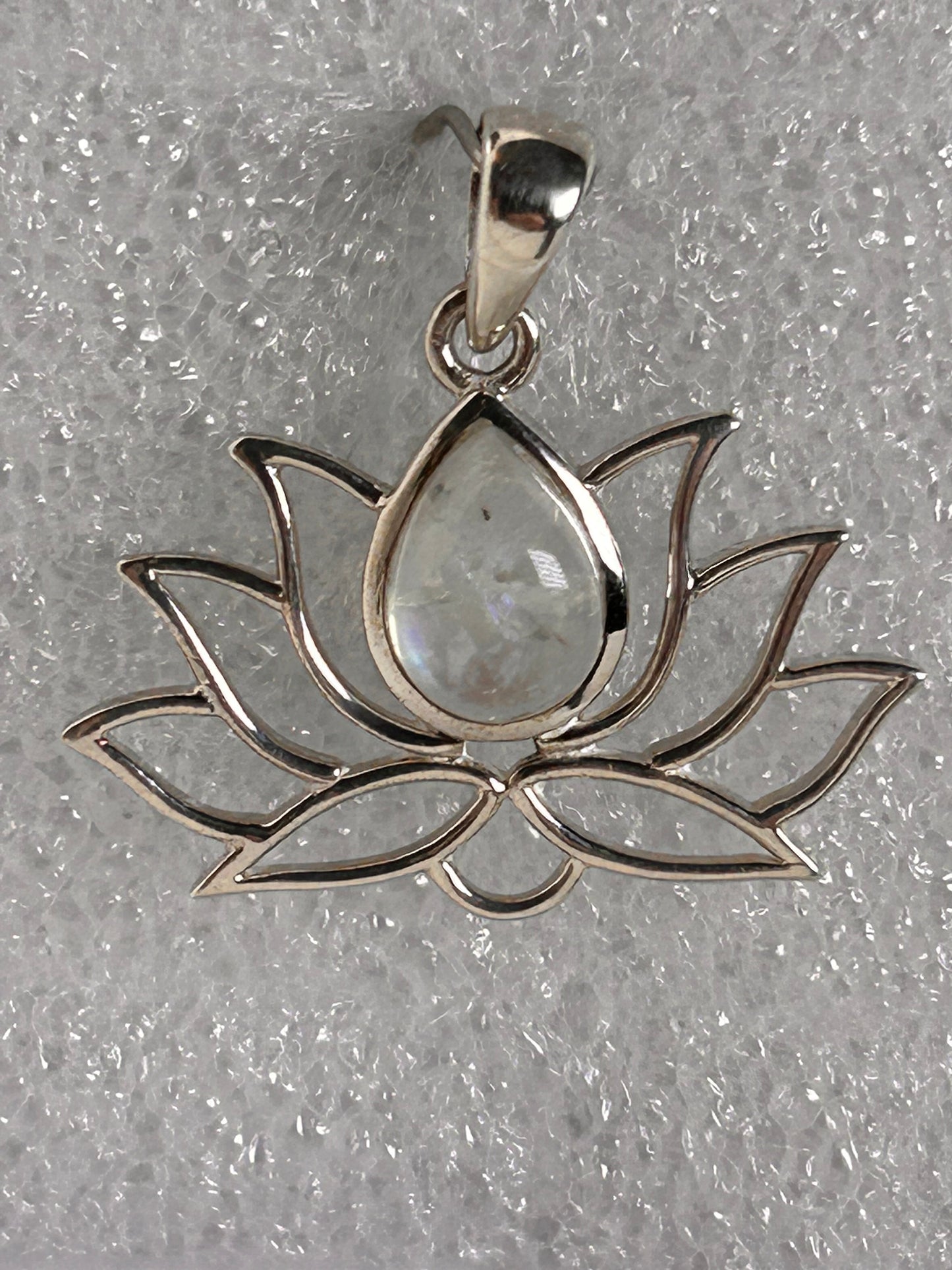 Jewelry, Pendant, Rainbow Moonstone, Halo Silver Lotus V Bail - SKU(JP-08)