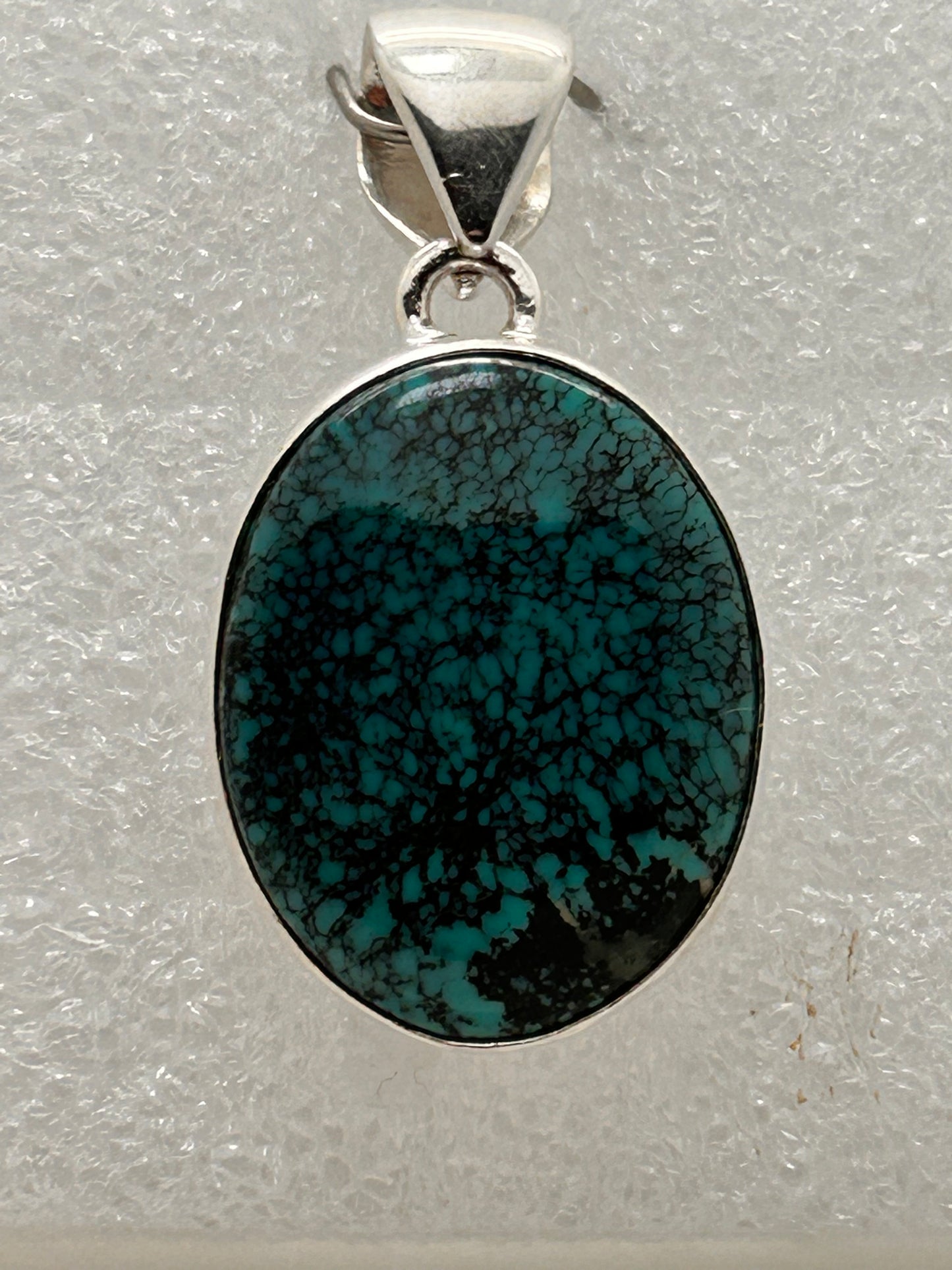 Jewelry, Pendant, Tibetan Turquoise, Oval, Sterling Silver - SKU(JP-36)