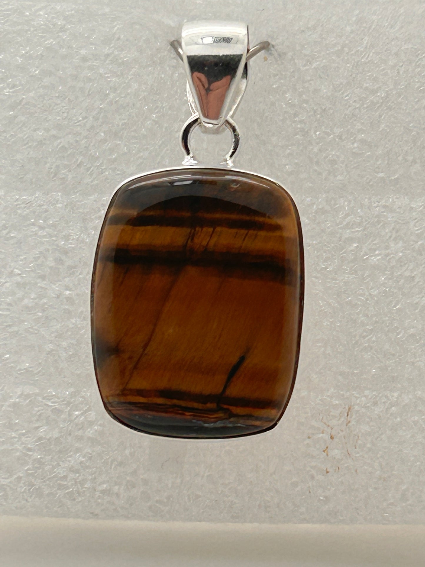 Jewelry, Pendant, Tiger Eye, Rectangular, Sterling Silver (JP-38)