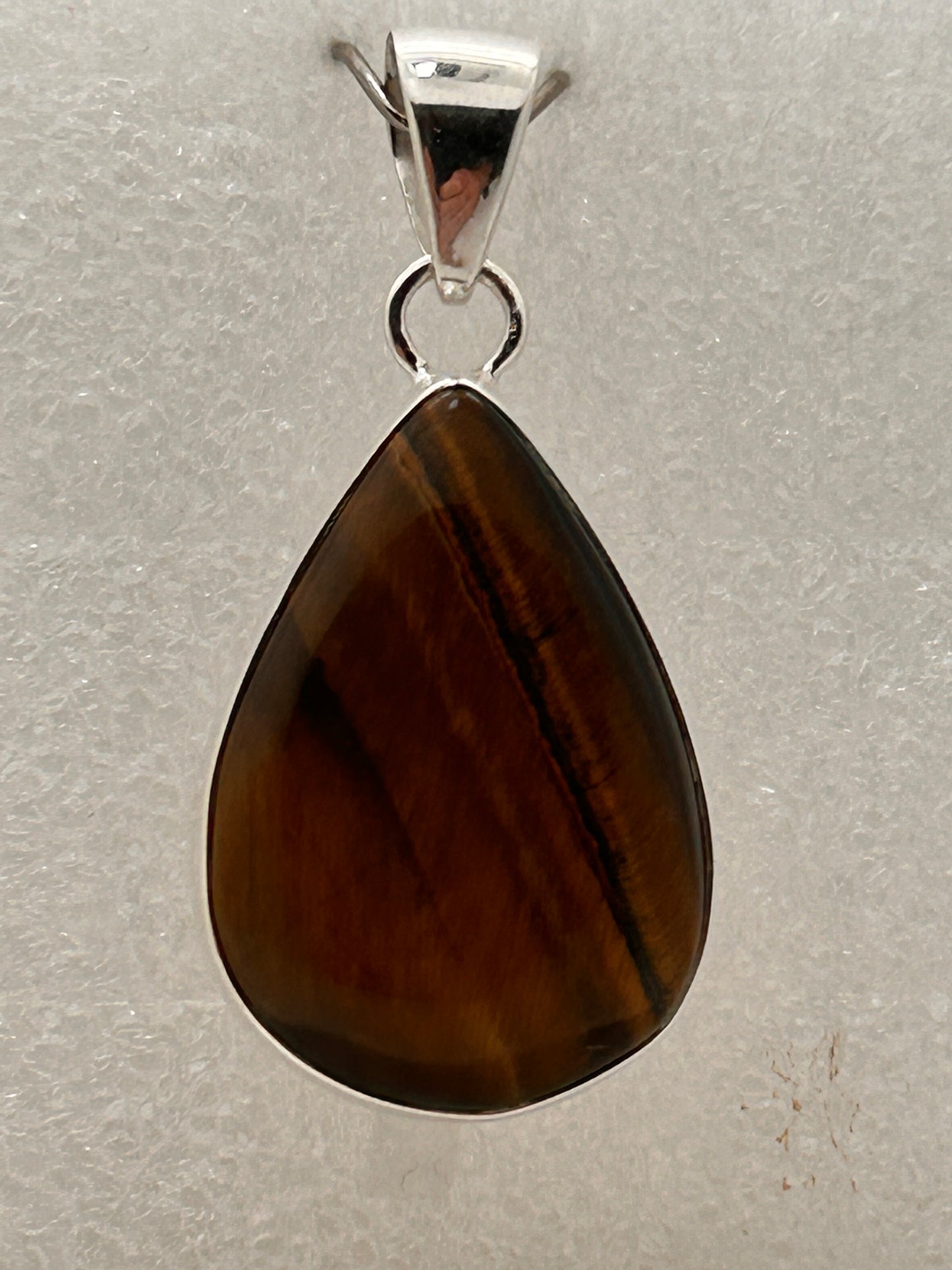 Jewelry, Pendant, Tiger Eye, Pear, Sterling Silver (JP-40)