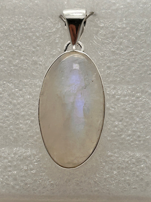 Jewelry, Pendant, Rainbow Moonstone, Oval, Sterling Silver - SKU(JP-42)