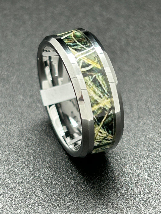 Men's Ring, Tungsten, Silver with Camouflage Inlay (JMR 24)