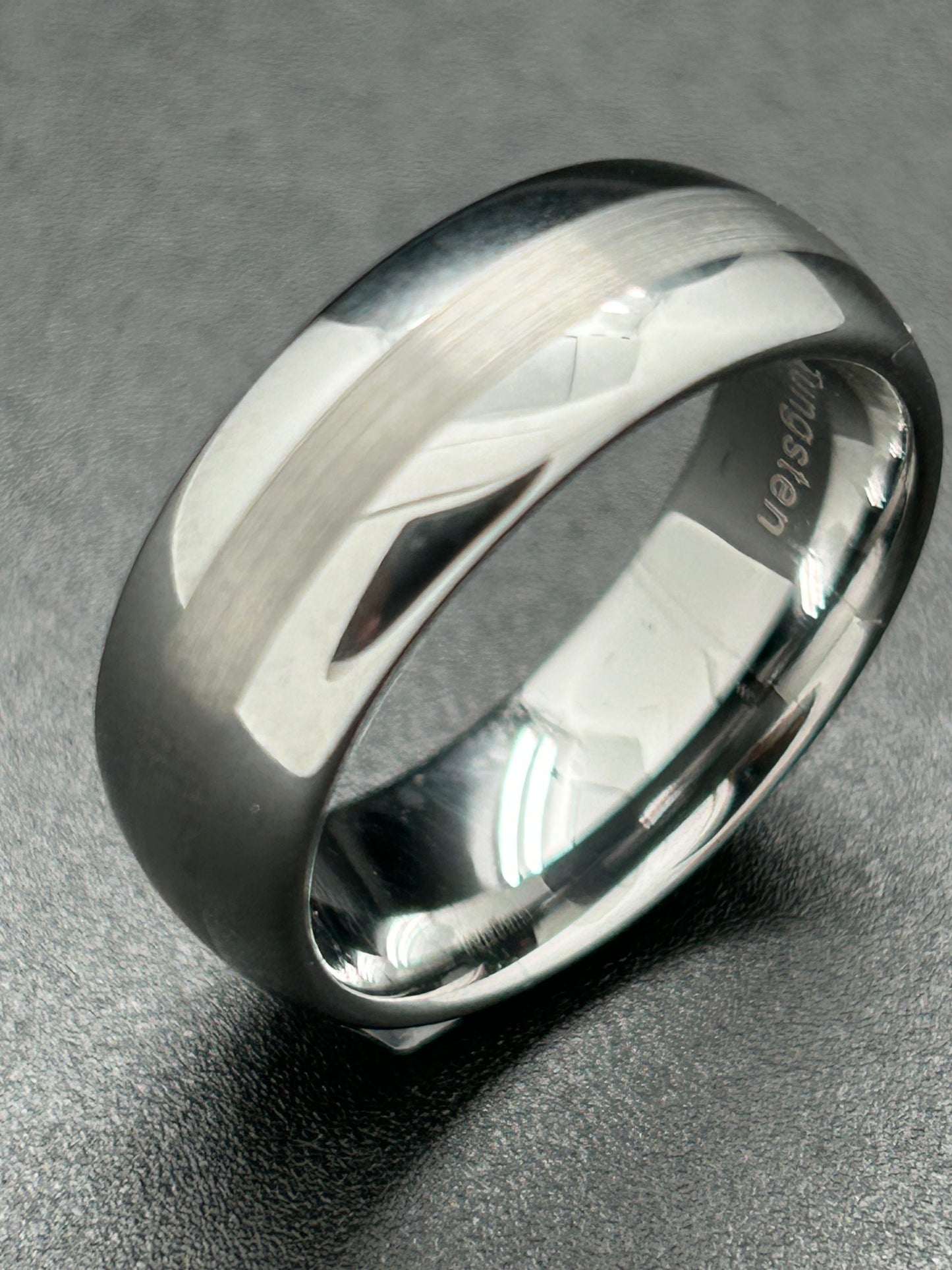 Men's Ring, Tungsten, Classic Design Silver, Grooved Center (JMR 26)