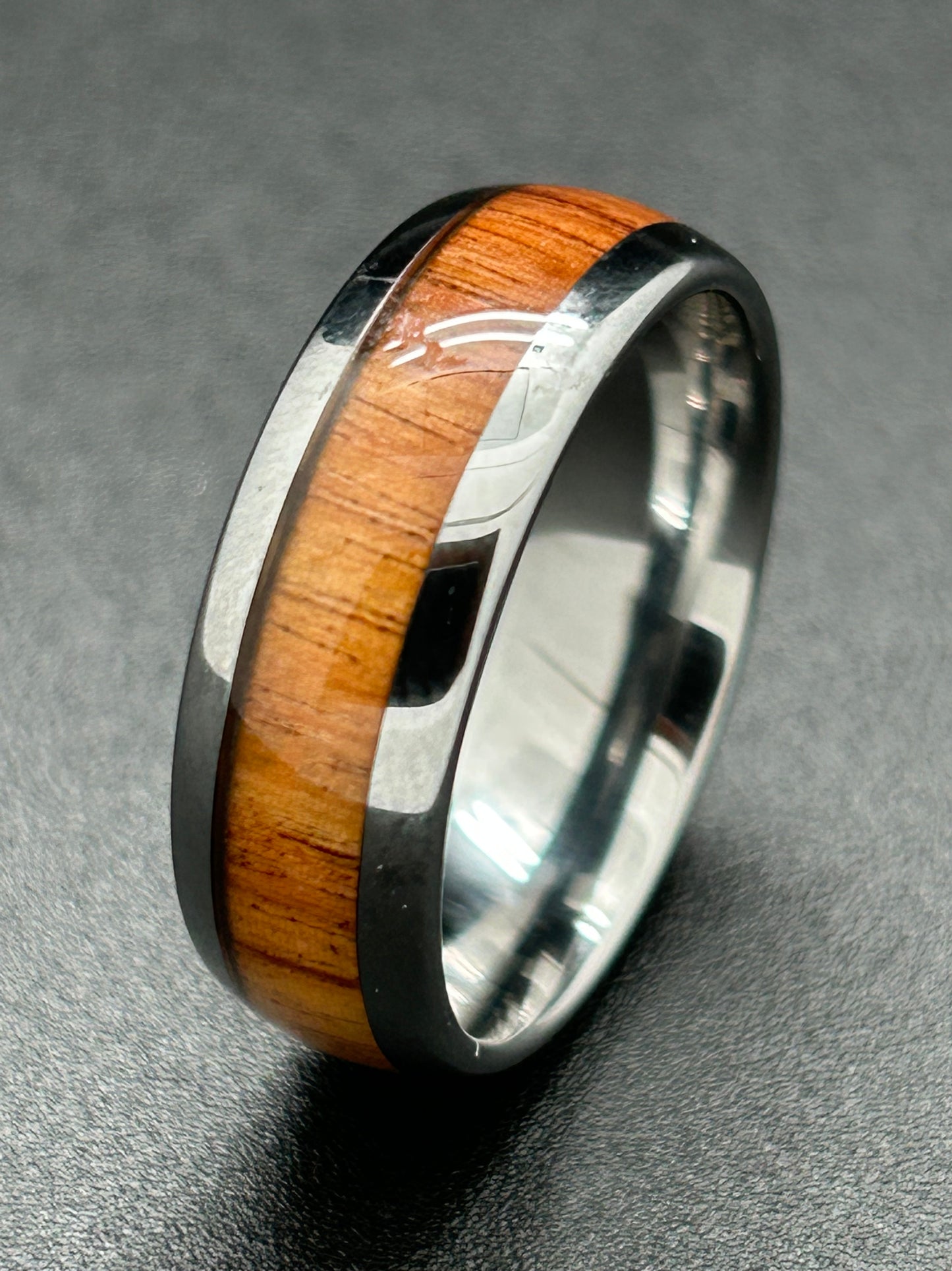 Men's Ring, Tungsten, Silver with Wood Inlay (JMR 20)