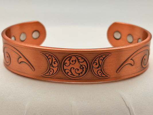 Jewelry, Bracelet, Magnetic Copper Bracelet - Triple Moon - Antique Copper - SKU(JB-19)