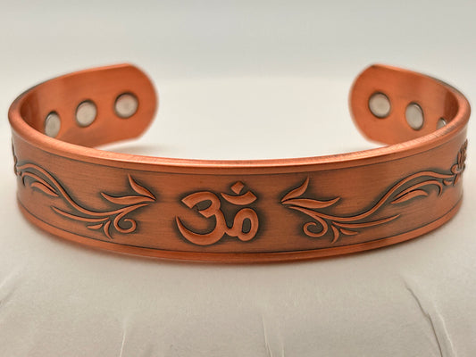 Jewelry, Bracelet, Magnetic Copper Bracelet - Om - Antique Cooper - SKU(JB-20)