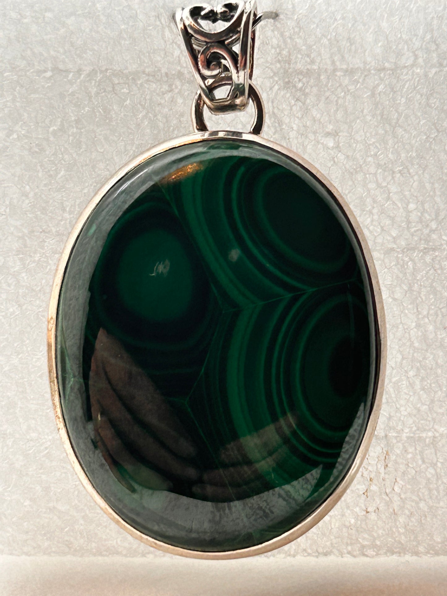 Jewelry, Pendant, Cabochon Malachite, Oval Shape, Silver Pendant - SKU(JP-12)