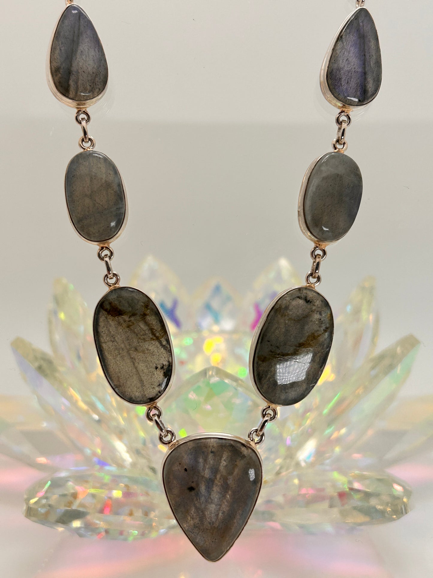 Jewelry, Necklaces, Labradorite, Combination of Ovals and Pear shapes, Total 7 Stones (JN 02)